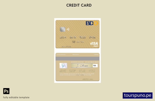 lista para imprimir plantilla de tarjeta de débito visa Banco de Oro de Filipina